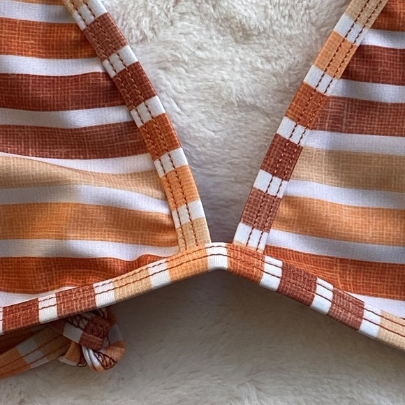 New! Free People x Gnash Swim brown striped tri bikini top 14538 - Picture 7 of 9